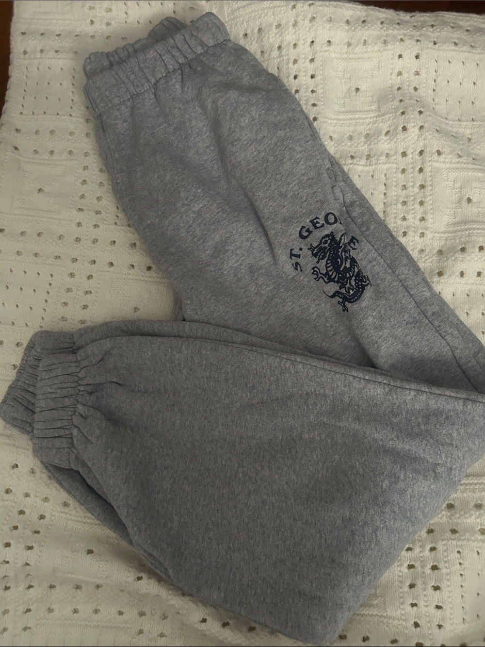 Brandy Melville Grey Kids Sweatpants with Crest Detail